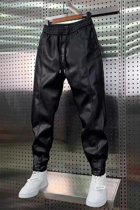 Leather Pants Mens Hip Hop Harem Loose Trousers Outdoor Jogger Sweatpants Luxury Elastic Waist Waterproof Mens Pants W250819