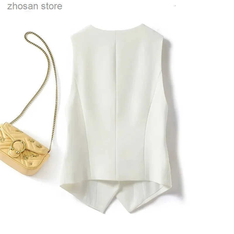 Summer VNeck Vest Women Thin Loose Waistcoat Single Breasted Slveless Blazer Female Slim Short Femme Buttons 250207 S250819