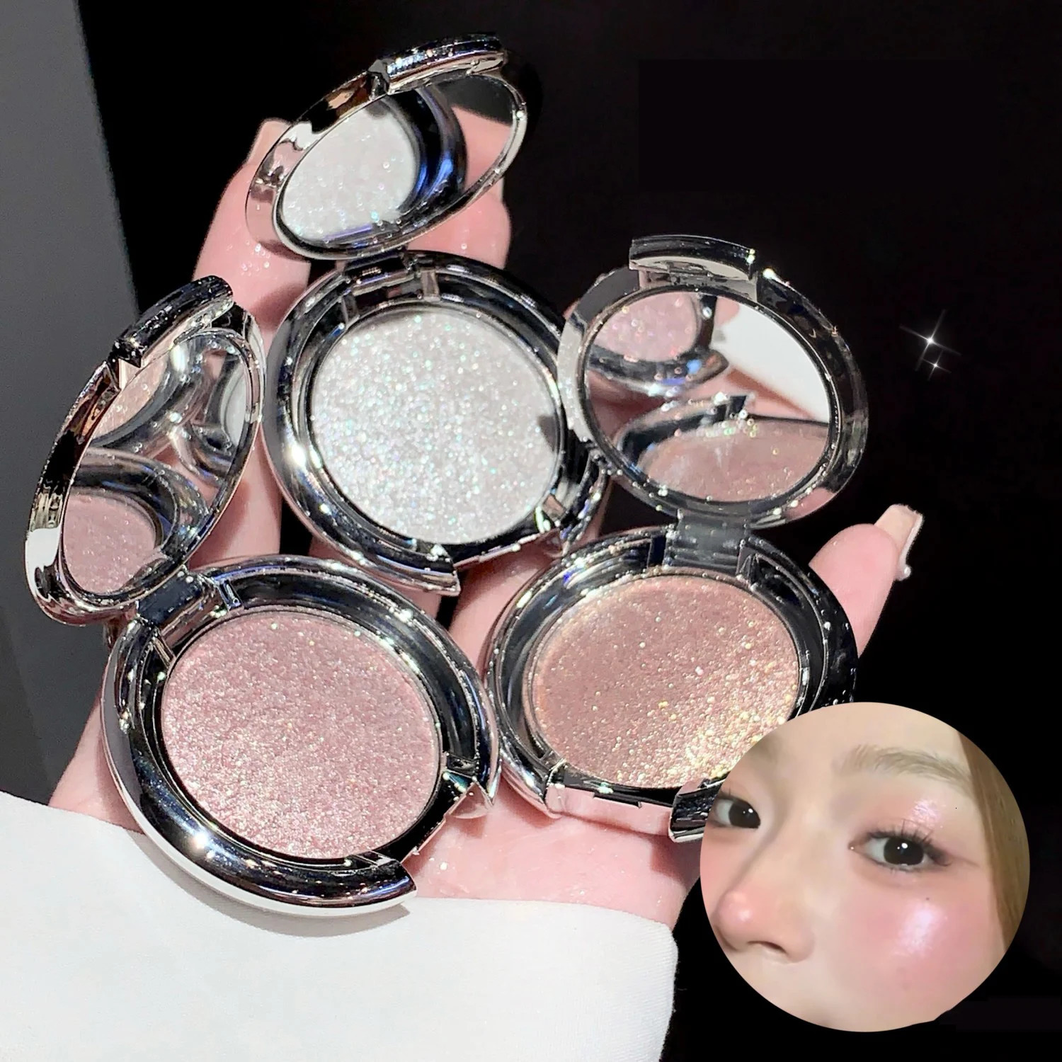 Diamond White Highlighter Palette Pink Cream Waterproof High Gloss Glitter Body Highlight Eyeshadow Brighten Face Contour Makeup 250811