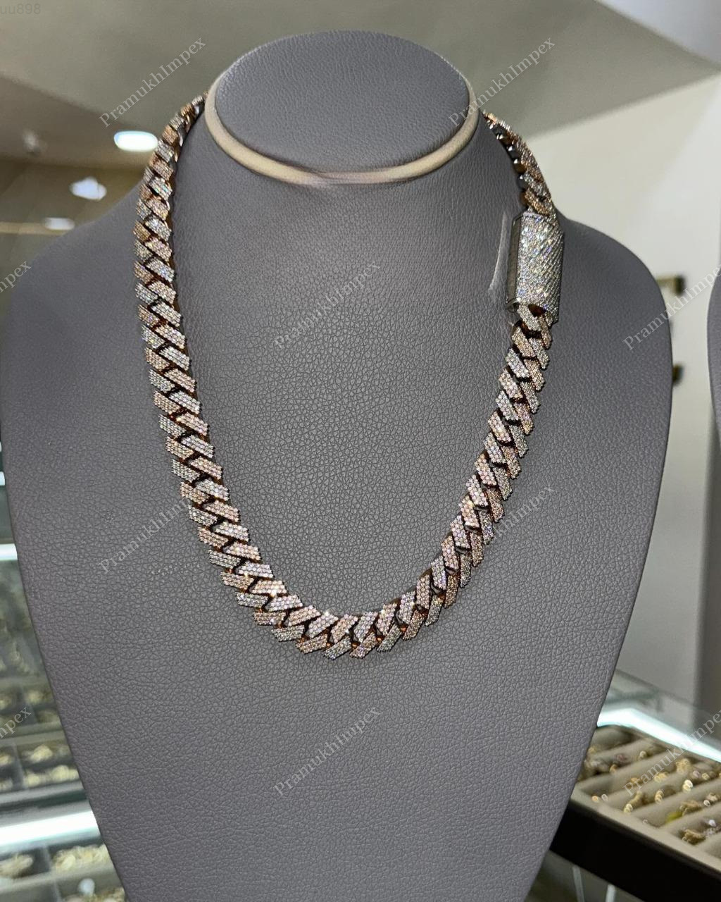 16MM Two Tone Moissanite Diamond Necklace Luxury High Quality Custom Design 925 Sterling Silver Cuban Link Chain Miami Style