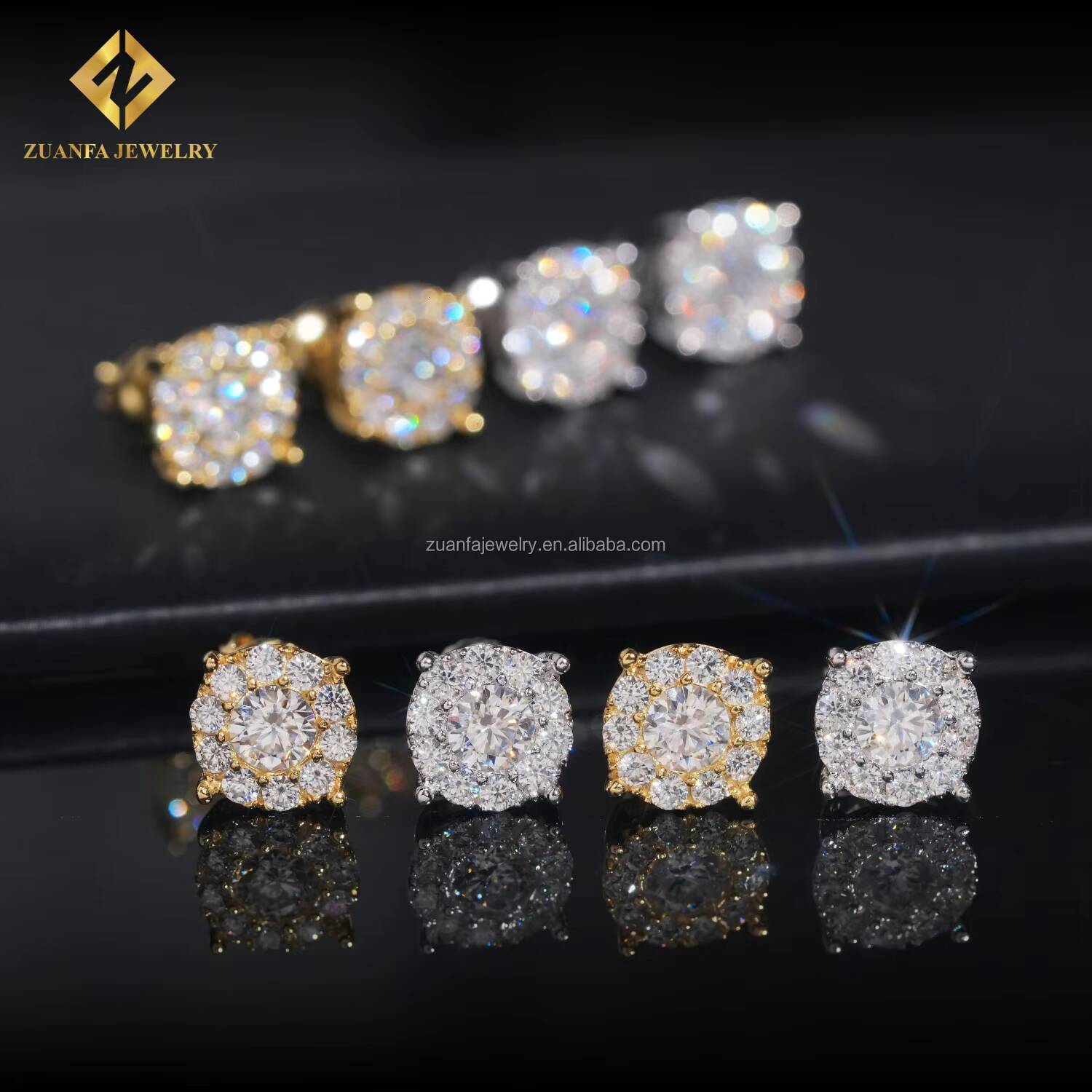 Bulk Stock in USA Warehouse Hot Selling GRA Certificates Screw Back 925 Silver VVS Moissanite Diamond Hip Hop Stud Earrings