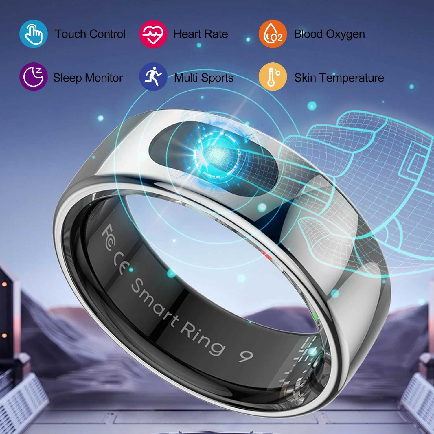 08 Smart Ring For Men Women Touch Control Function Health Monitor IP68 5ATM Waterproof Skin Temperature Measure Smart Ring New W250819