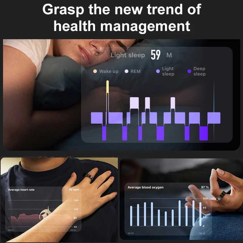 11 12 Smart Ring For Men Women With Wireless Charging Stand Health And Sleep Monitor 5ATM Waterproof Multi-Sport Mode W250819