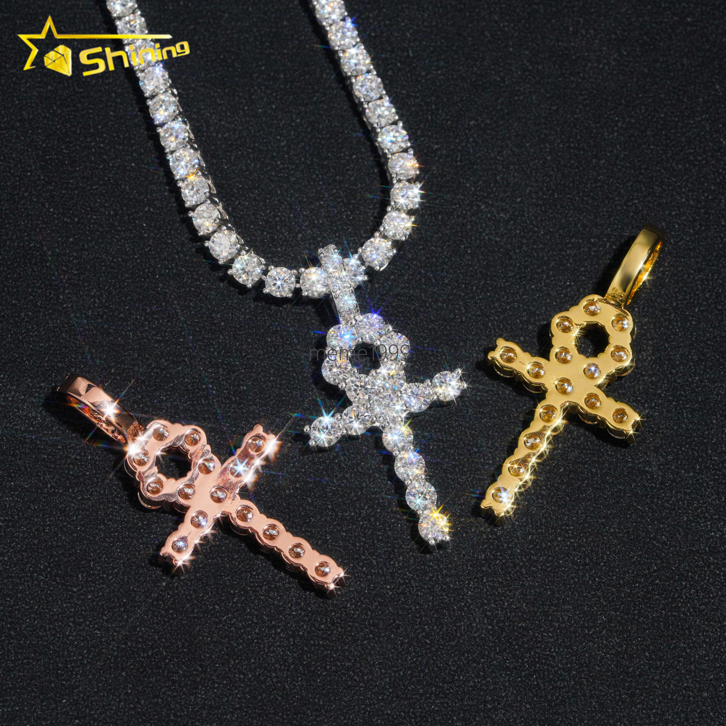 10K Solid Gold Cross Pendant Fashion Jewelry Cross Charms HPHT Lab Diamonds Jewelry