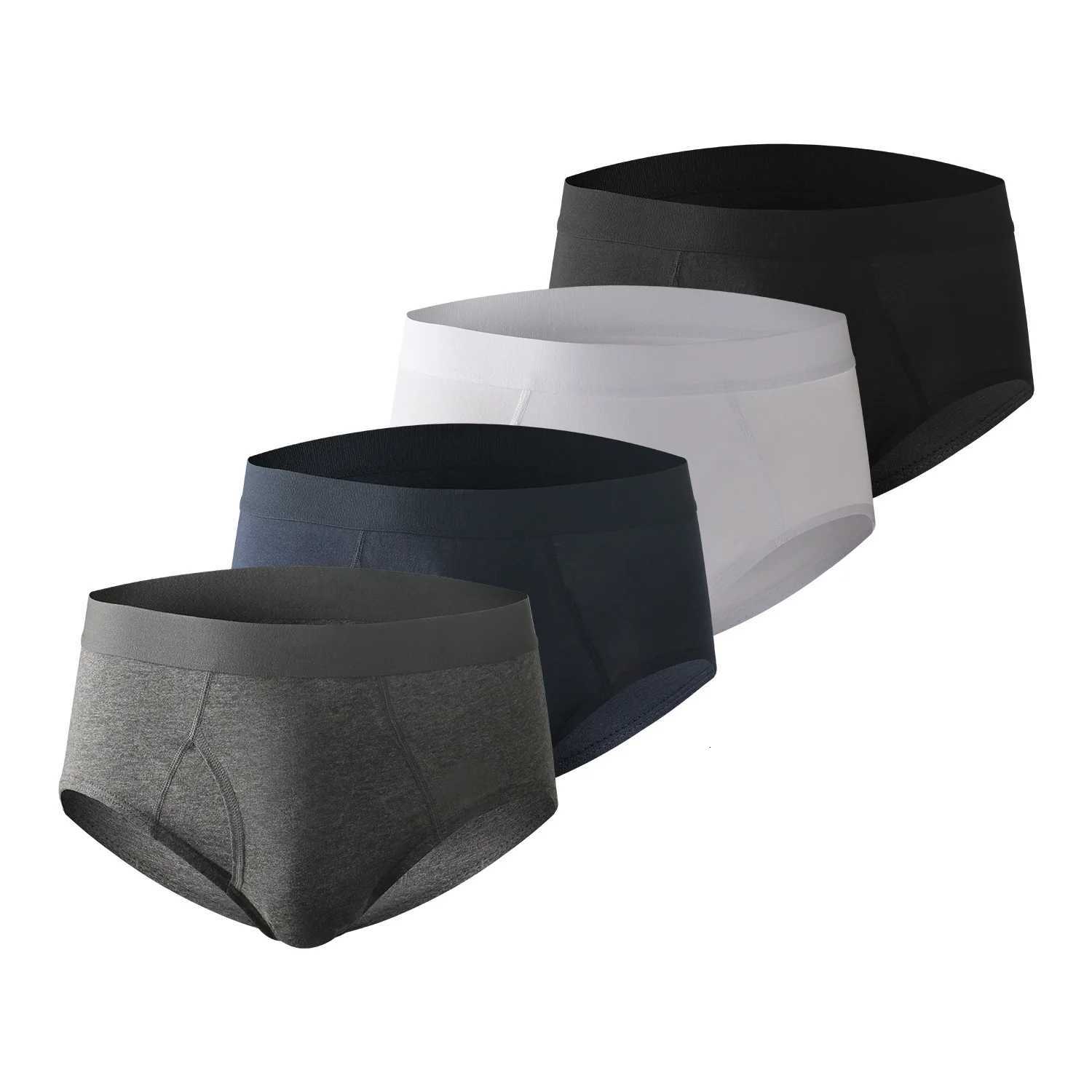 Heavywood Mens Panties Cotton Underwear Briefs High Waist Lingerie Breathable U-shape Underpants Men Basic Solid Color Briefs W250819