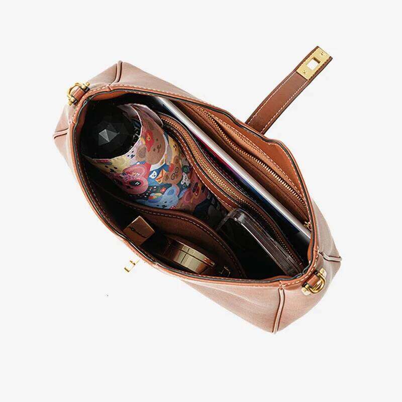 Female Natural Cowhide Handbags Ladies Cow Split Leather Crossbody Women S Tote Commuter Large Capacity Shoulder Bags New