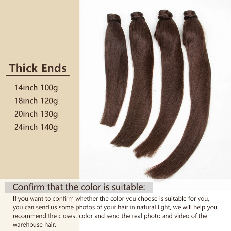 Real Natural Hair Ponytail Human Hair Extensions Remy Hair Clip On Ponytail Extensions 12-24inch Thick Ends color4 Brown 120g