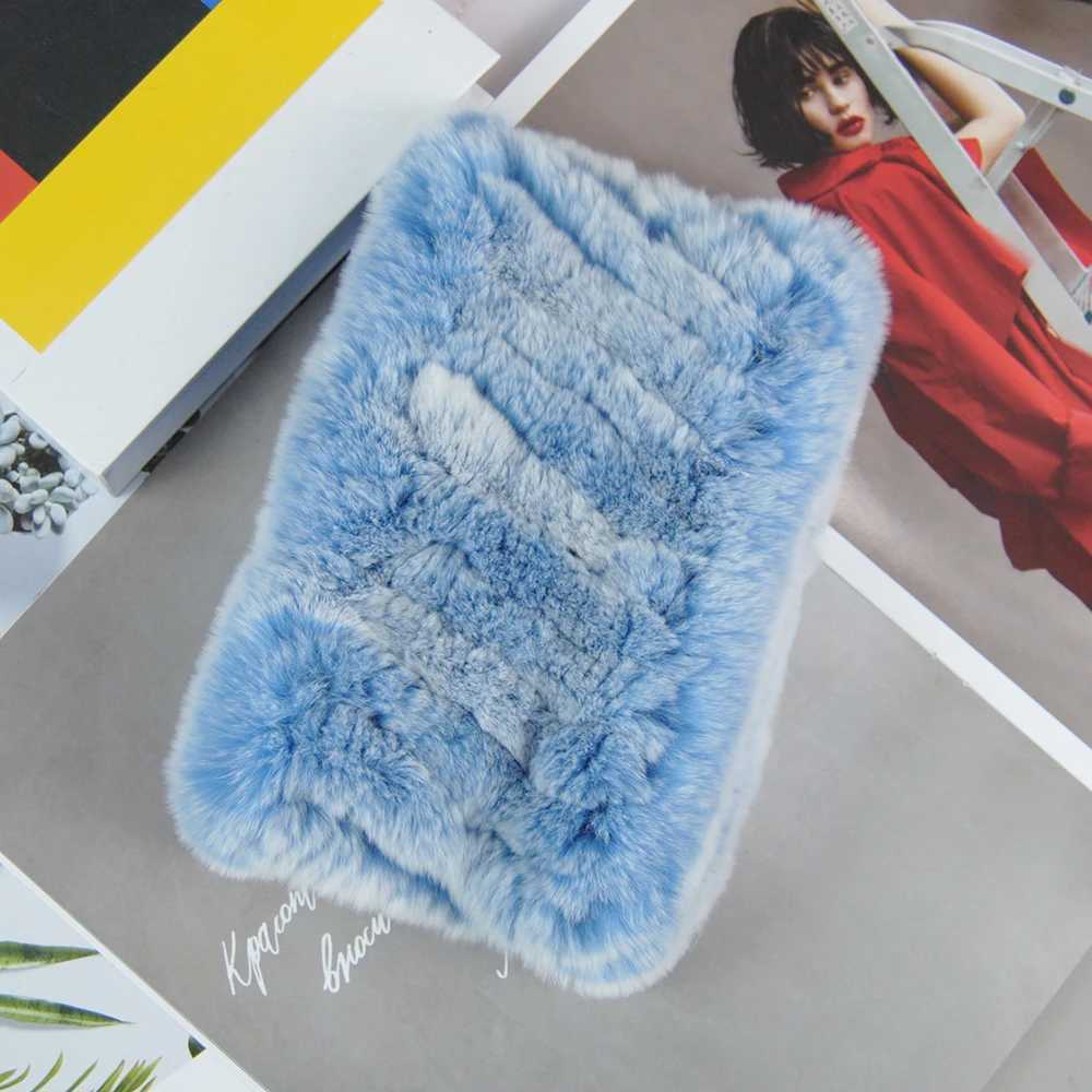 Rex Rabbit Fur Ring Scarves Warm Soft Women Genuine Rex Rabbit Fur Headbands Scarf Handmade Knitted Real Rex Rabbit Fur Scarfs L250818Q34Z