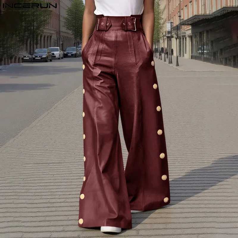 2025 American Style Trousers Fashion Mens Personality Metal Buckle High Waist Pants Casual Streetwear Wide Leg Trousers W250819