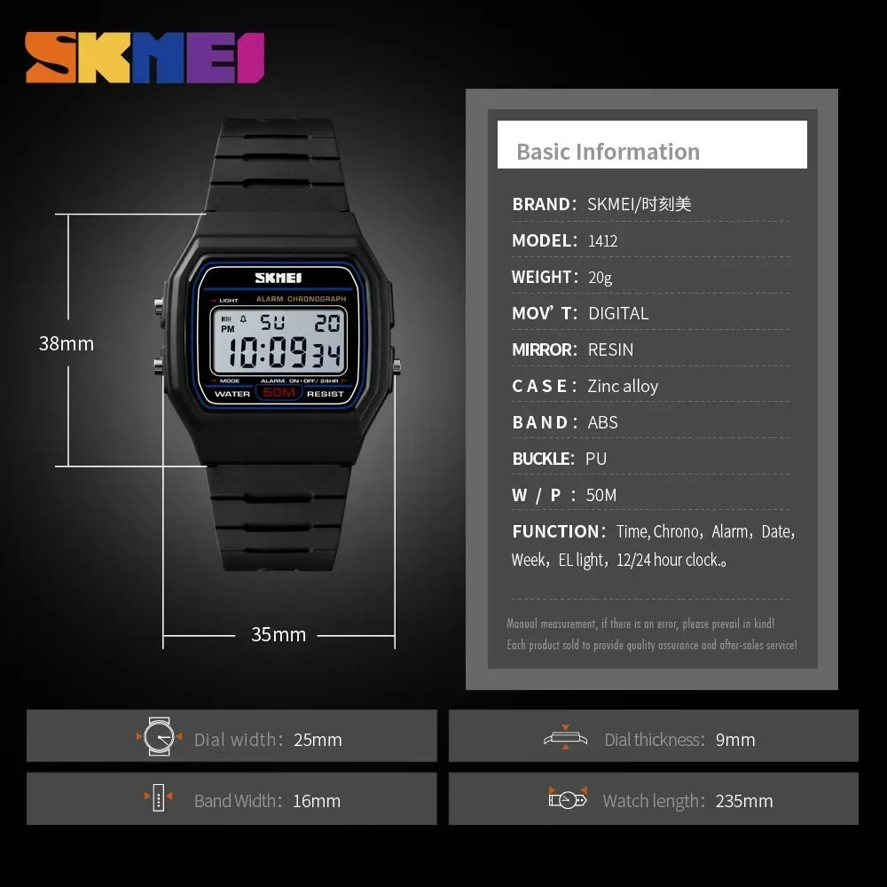 SKMEI 1412 Waterproof Display Date Week Female Wristwatch Sports Couple Watches Relogio Feminino Fashion Women Digital Watch 250819