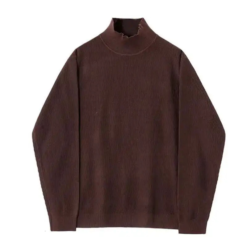 IEFB Korean Style Chic Men Turtleneck Sweater Solid Color Male Knitting Bottom Top Autumn Spring Trend Knits 9C7082 250819
