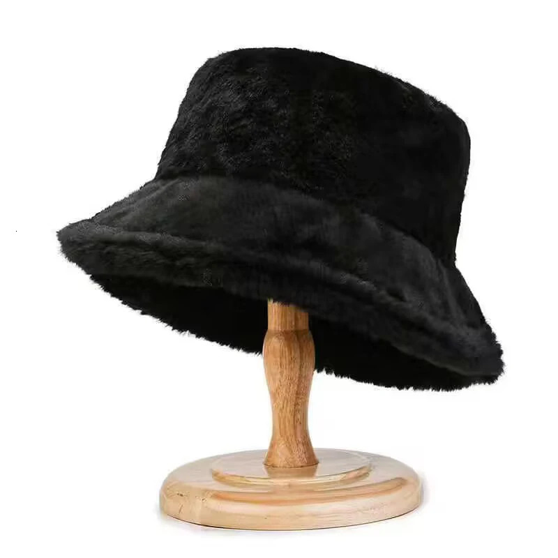 Soft Winter Plush Warm Bucket Hat For Women Girl Solid Color Fordable Wide Brim Panama Cap Outdoor Windproof Tour Basin Hats 250819