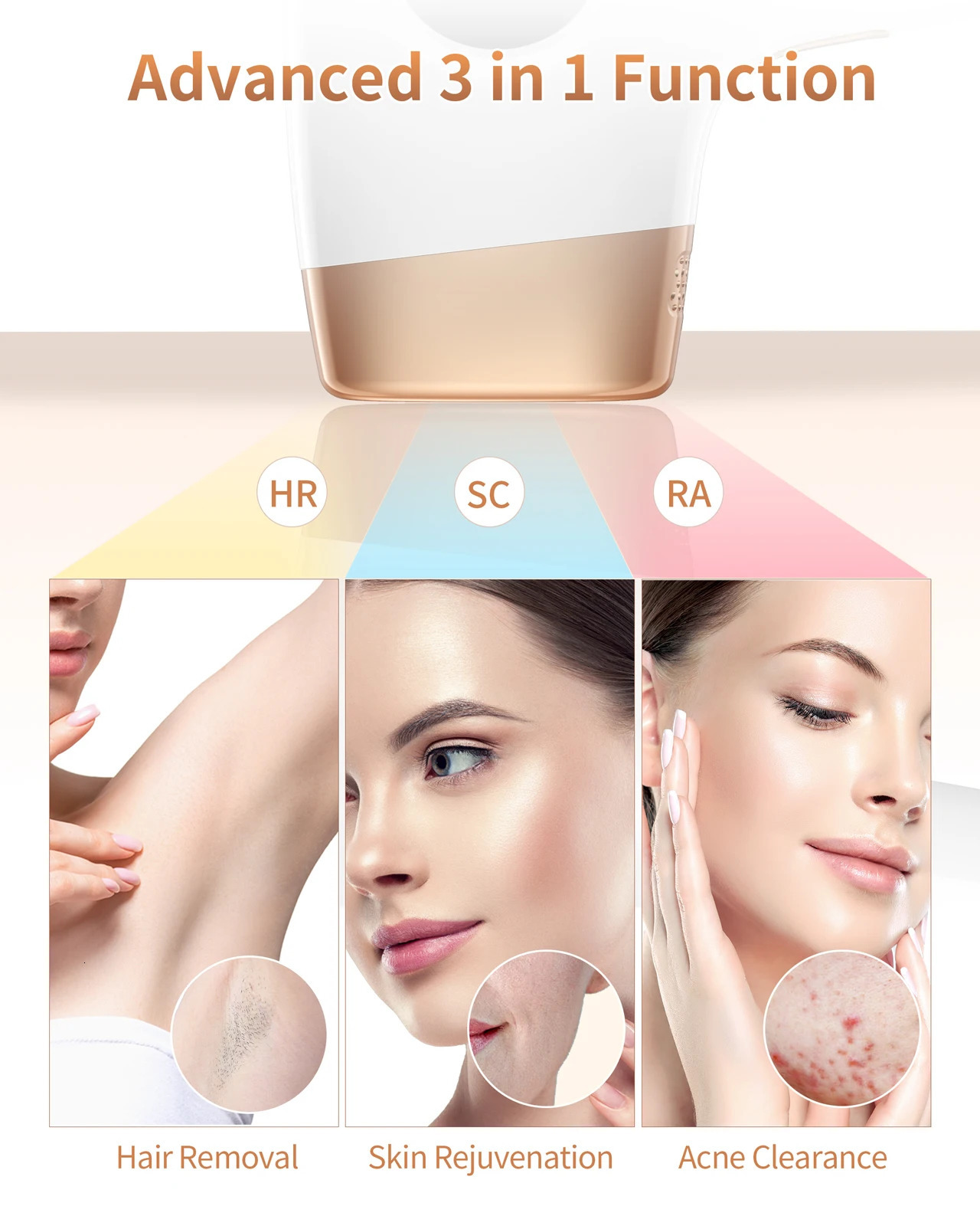 IPL Hair Removal Laser 999999 Flashes 3 in 1 Permanent Painless Epilator Whole Body Treament at Home Remover For Men Women 250813