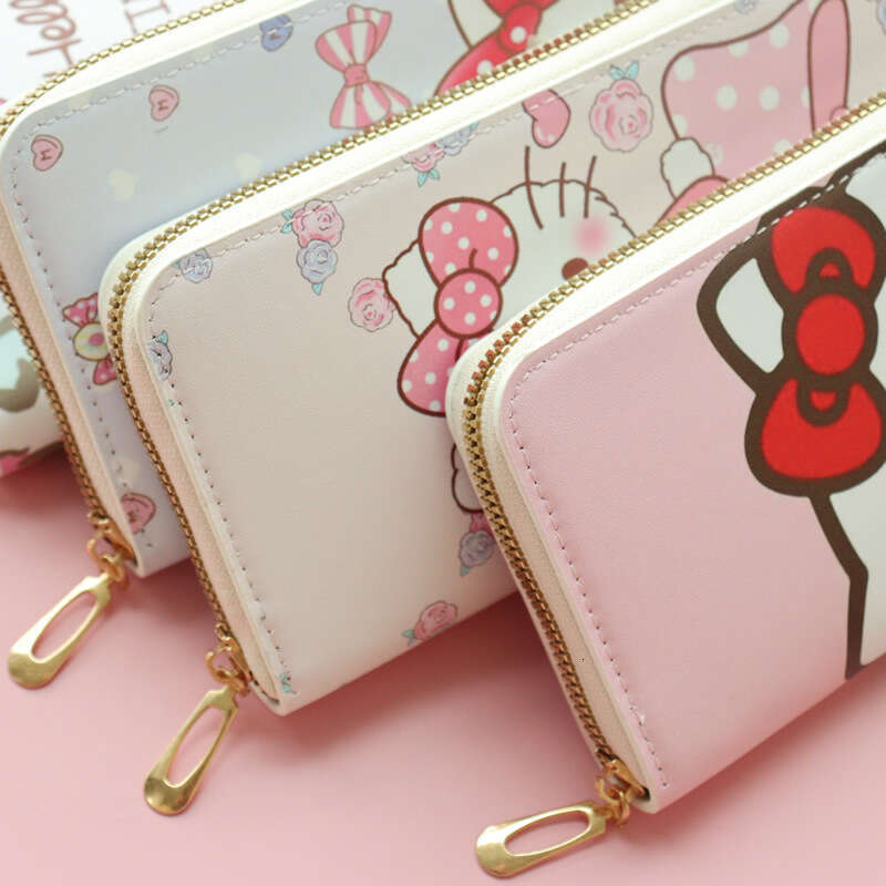 Chinese Style Text Cartoon Cute Girls Coin Purse Japanese and Korean Trend Large Capacity Long Zipper Wallet Phone Bag