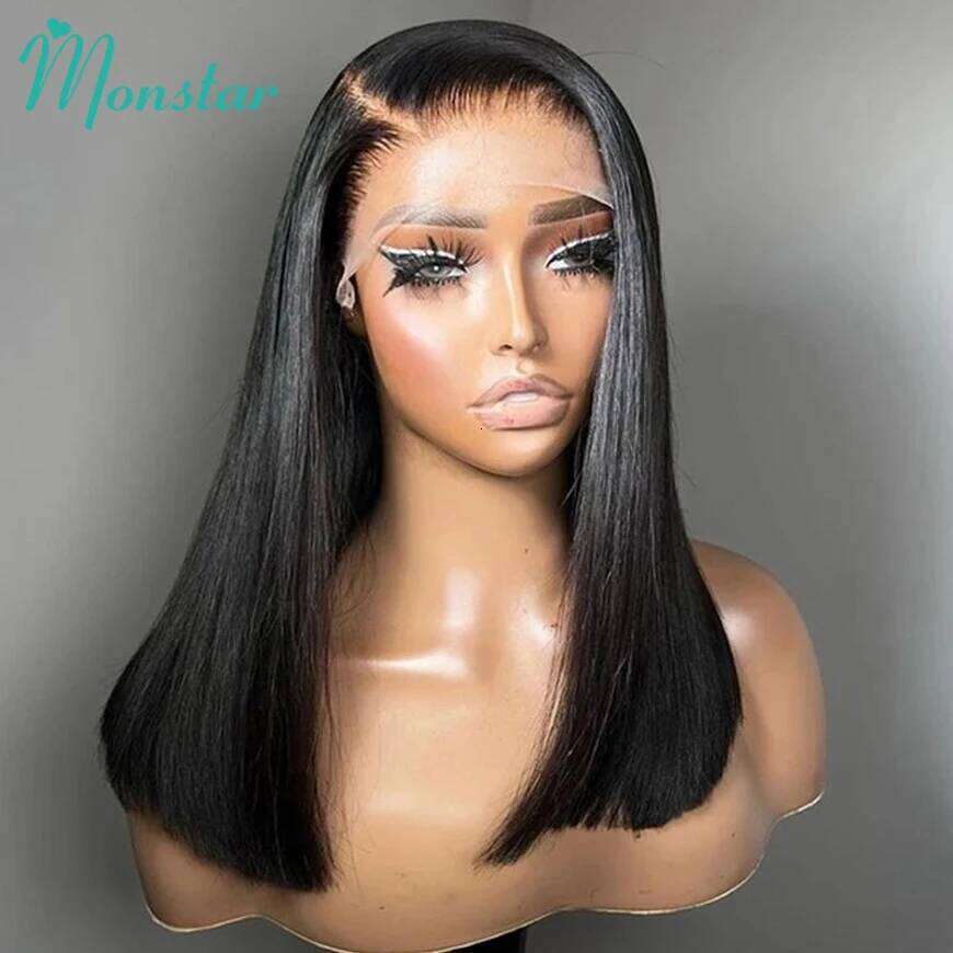 250 Density Raw Vieamese Bone Straight Bob 100 13X6 Hd Frontal 13X4 Lace Front Human Hair Wig 12A