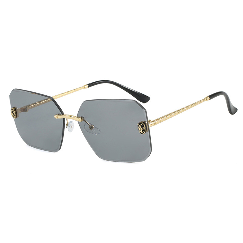 2025 Snake Accent Rimless Square Sunglasses Metal Edge Luxury Shades for Women Euro Influencer UV400 Statement Eyewear