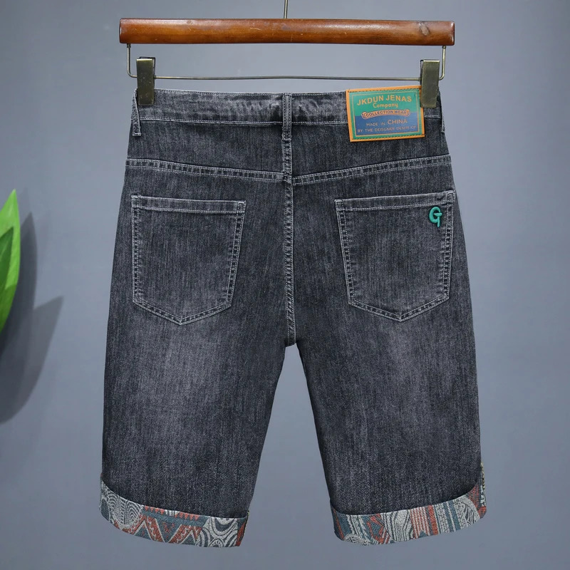 Summer Mens Embroidered Denim Shorts Fashion Straight Slim Personality Streetwear Jeans Male Bermuda Short Pants 250819