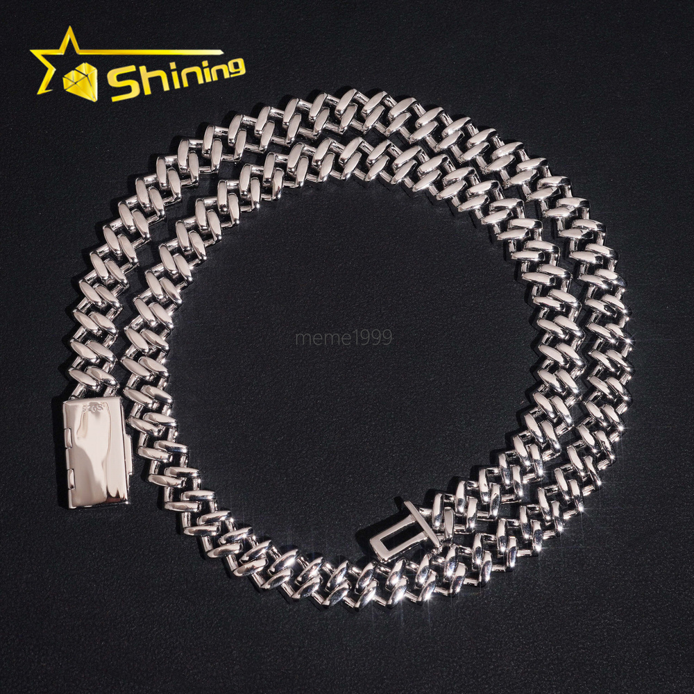 Popular Iced Out 10mm Width 2 Rows Moissanite Cuban Link Hip Hop Jewelry 925 Silver Necklace Custom Cuban Link Chain for Men