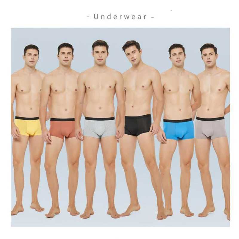 4Pcs Men Boxer Ventil Mens Underwear Breathable Sexy Male Boxer Solid Underpants Comfortable Underwear Mens Boxers Hot W250819