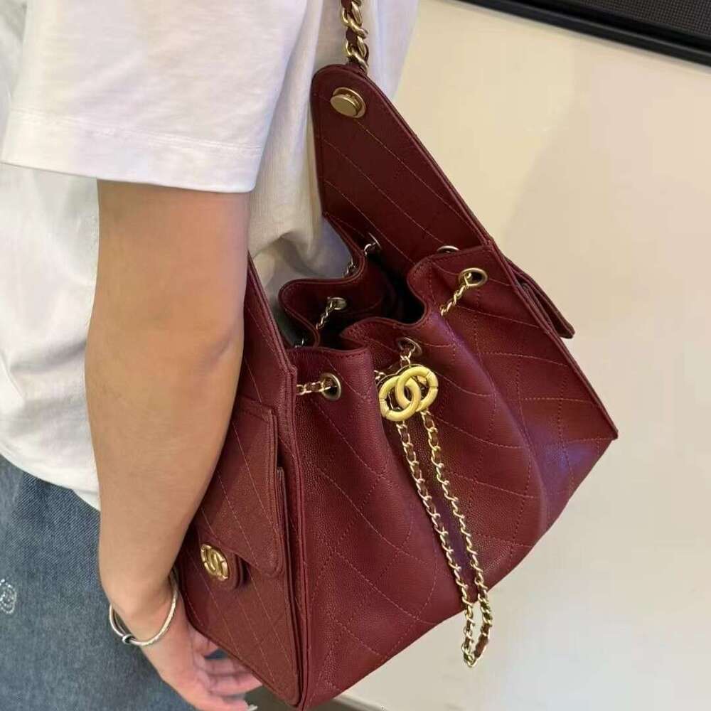 Style Washed Denim Hippie Underarm Fashion Caviar Wanderer Chain Drawstring Crossbody Bag
