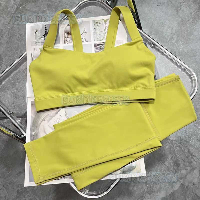 Yoga Outfit Set for Women Beautiful Back Sports Bra High Waist Barely-there Yoga Pants High Elasticity Fitness Running Set H250819