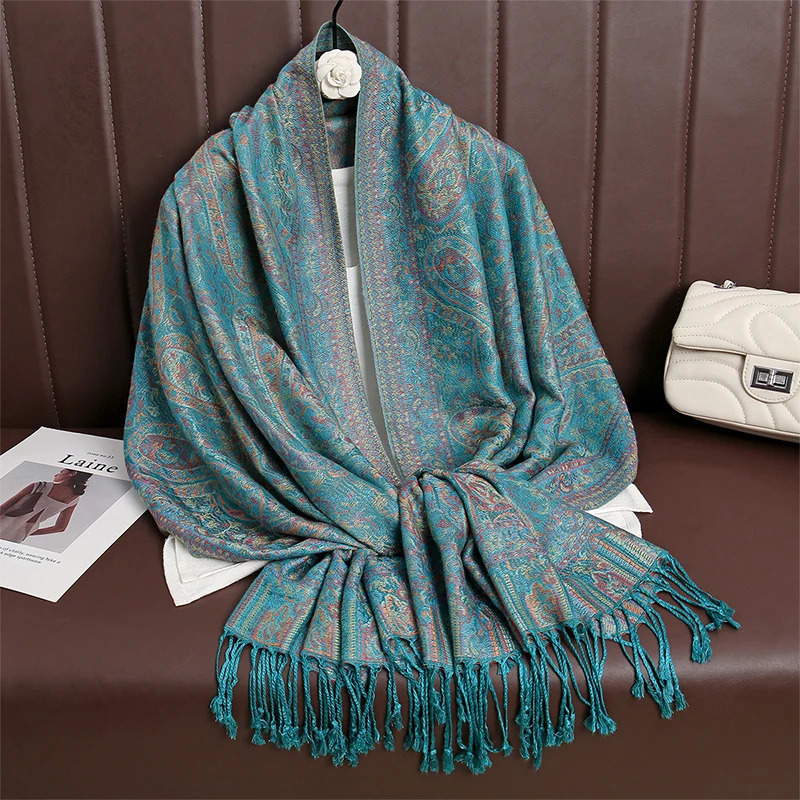 Women Paisley Scarf Cashmere Feeling Pashmina Shawls Tassel Hijab Head Wraps Femme Winter Scarves Foulard Bufanda 2024 250818