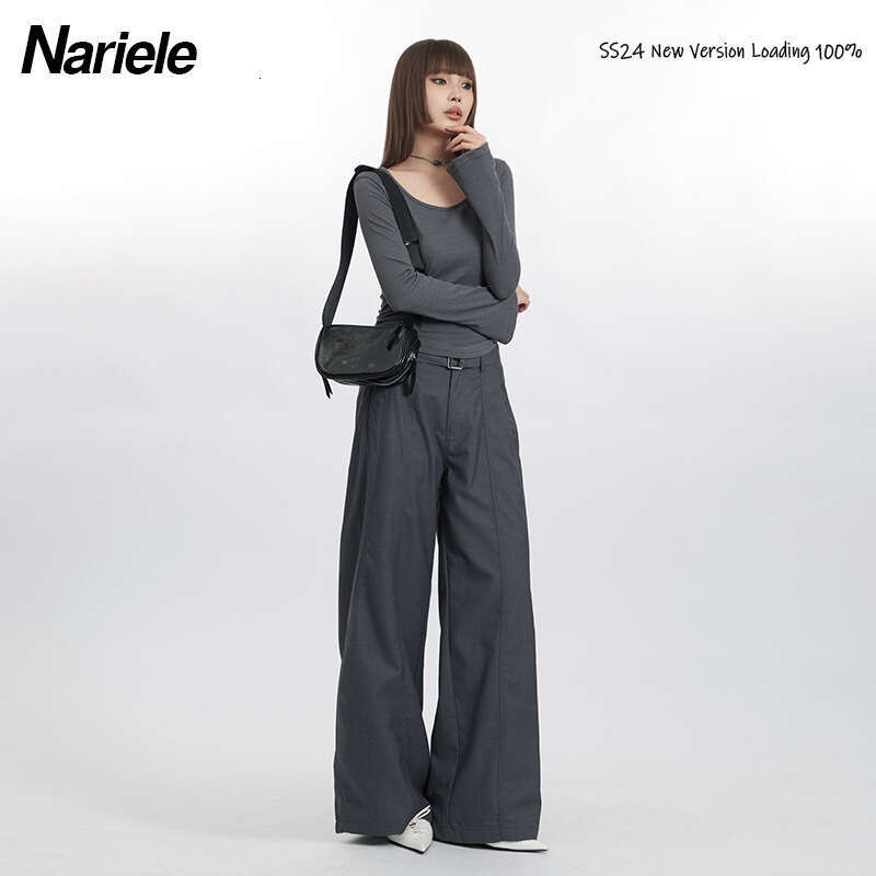 Pure Desire Style Ruched Waist Round Neck Long Sleeve T-Shirt Spring New Slim Fit Solid Color Short Hot Girl B5