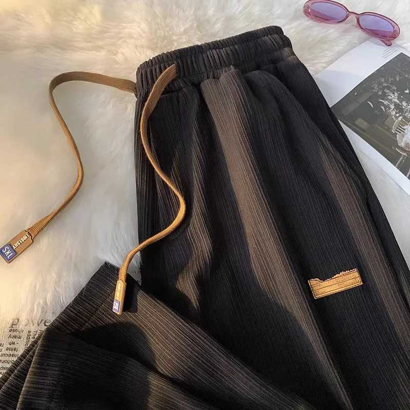 Summer Ice Silk High-grade Wide-leg Pants High Waist Loose Trousers Office Wide-leg Straight Formal Beach Slim Casual Pants W250819