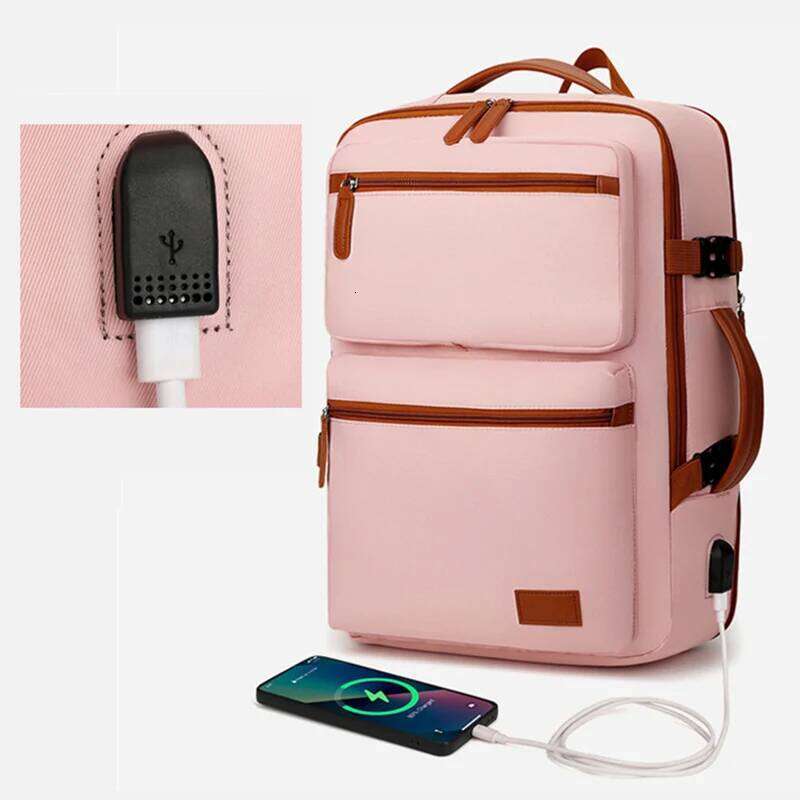 Women Backpack Business Computer Rucksack Waterproof Knapsack With USB Charging Scalable Outdoor Large Capacity Travel Bag