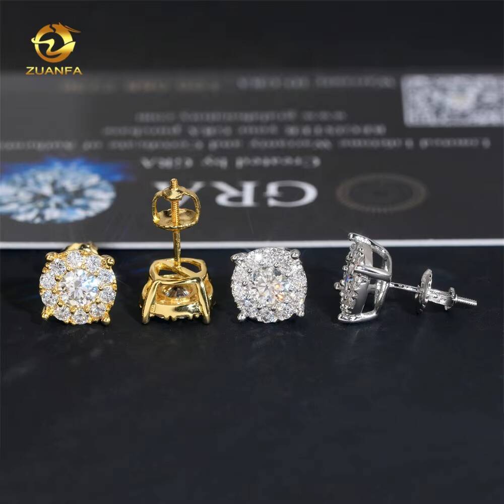 2025 new style Factory Price Wholesale Jewelry Moissanite Diamond 925 Sterling Silver Mens Hip Hop Earrings