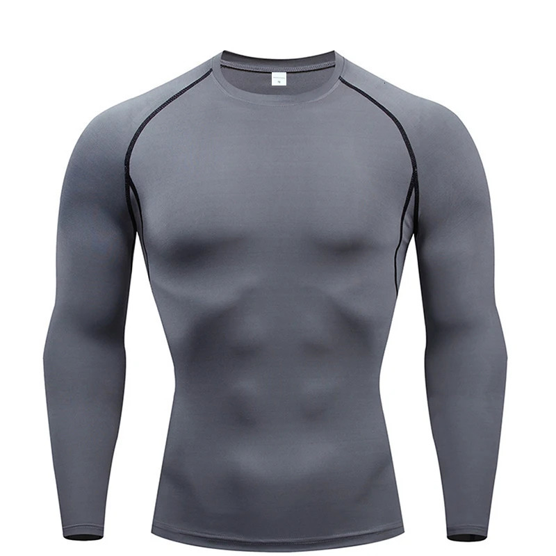 Compression Long Sleeve Shirt Black Fitness T-shirt Mens Muscle Quick drying Gym Sportswear Sun protection Sports Base layer 250814