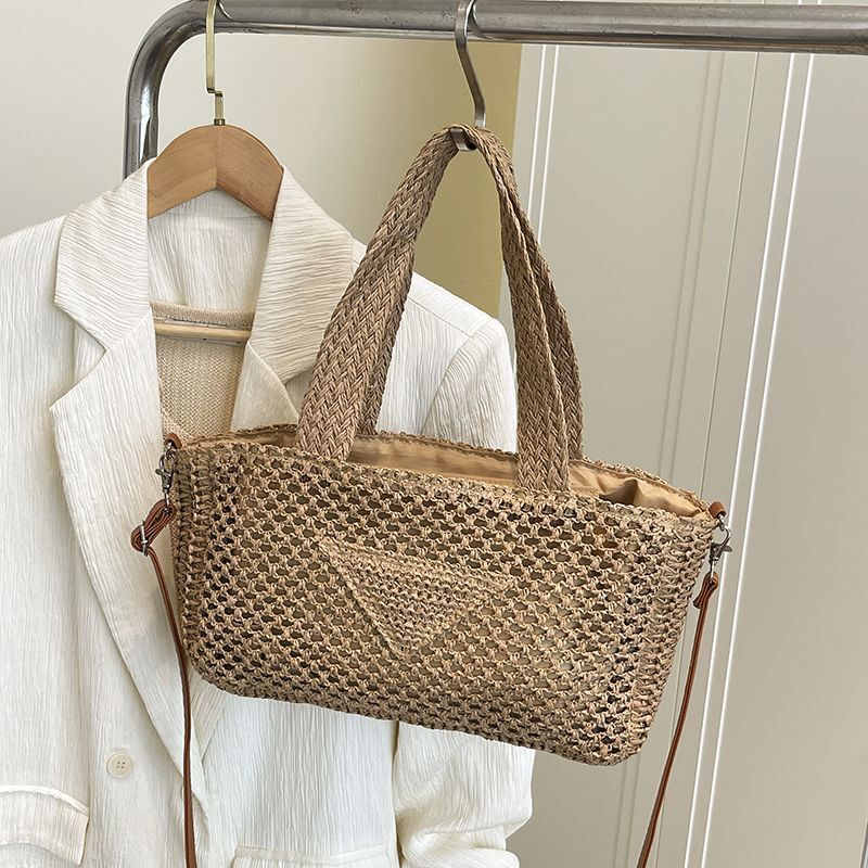 Large Capacity Hollow 2025 New Casual Commuting High-end Straw Single Shoulder Crossbody Travel Woven Bag Beach 7e4