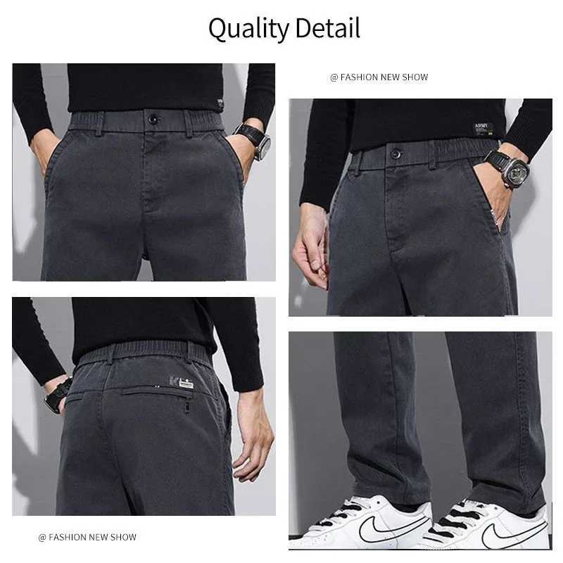 2025 Spring Summer Mens Commute Straight Leg Slim Fit Pants Men Business Casual Pants Mens Gray Elastic Tight Narrow Leg Pants W250819