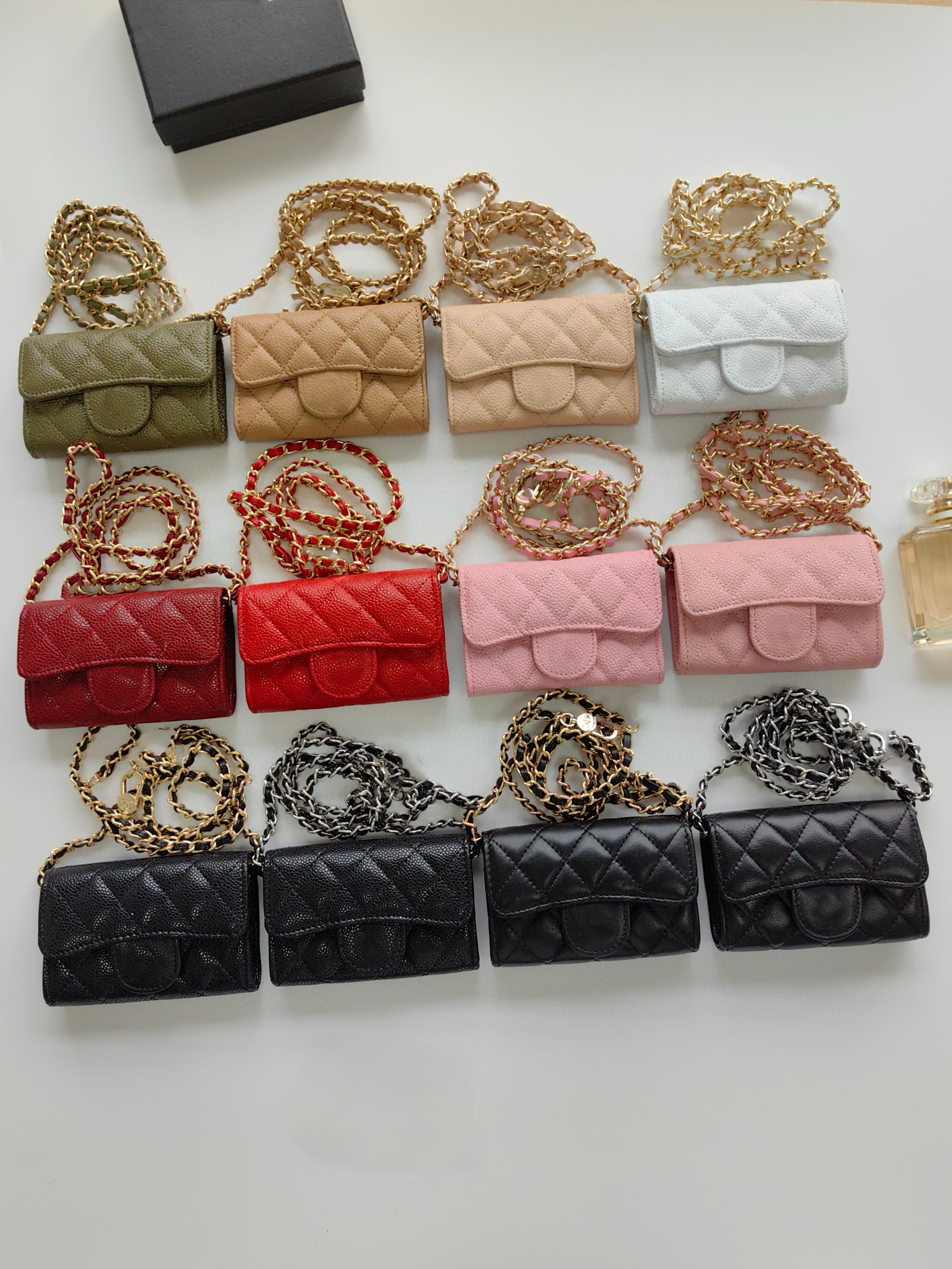 Designer wallet mini handbag women mini bag chain wallet shoulder bag wallets luxury evening bag sheepskin caviar pattern mini wallet women evening mini purse