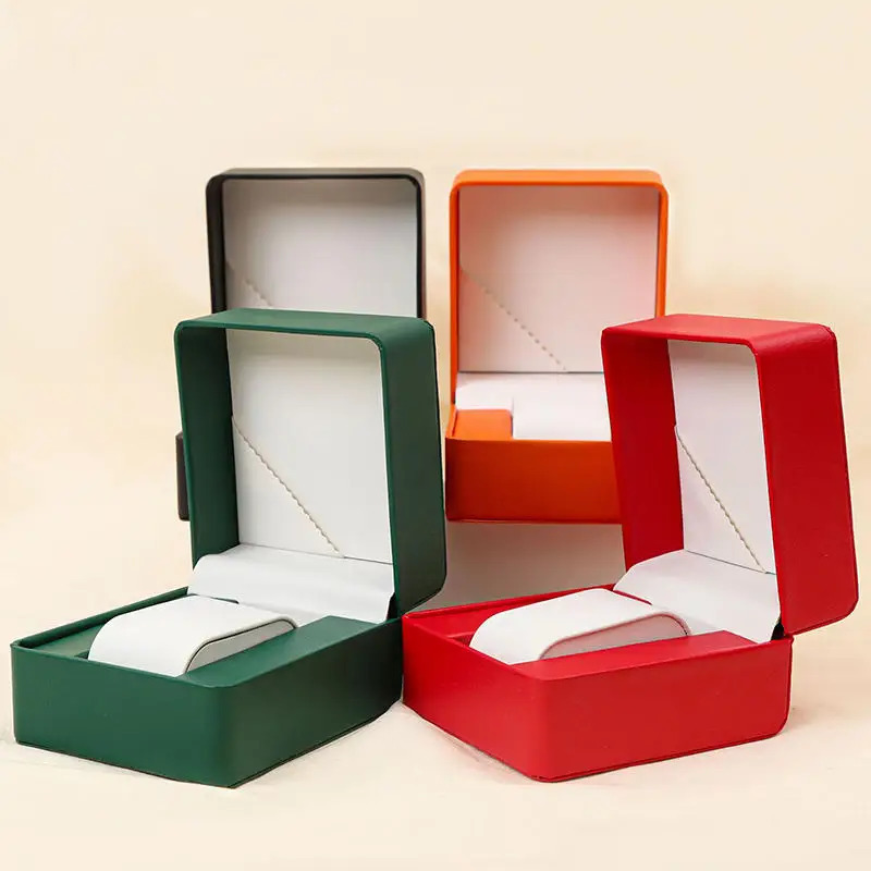 Black Single Watch Gift Box with Pillow PU Leather Wristwatch Display Case Organizer for Men Clamshell PU Leather Watch Cover 250819