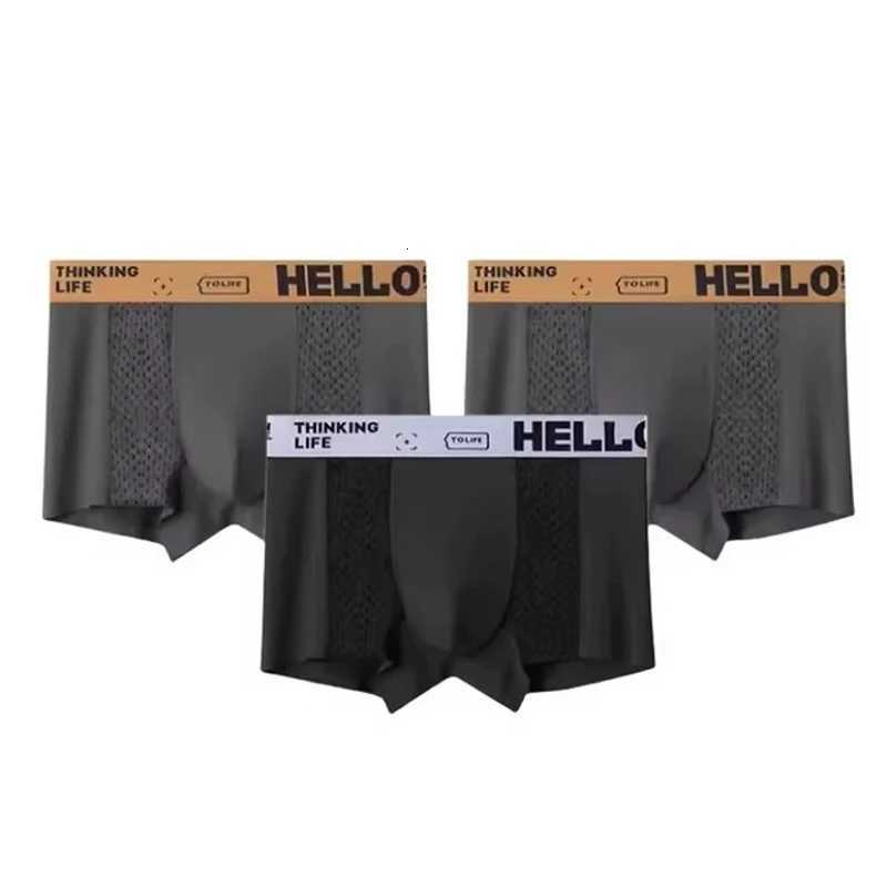 3PCS/LOT Mens Underwear Breathable Mesh Men Underpants Thin Sexy Boxers Men Panties Boxer Shorts Ice Silk W250819