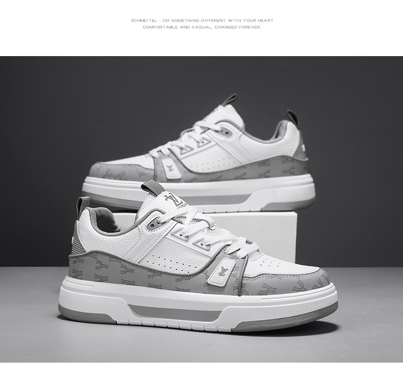 Free shipping Designer Shoes - Spring Trendy men's shoes, versatile, casual, niche design sneakers, sporty height-increasing white sneakers 3a