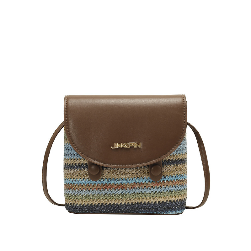 Free shipping designer Super Popular Rainbow Woven Color-Block Small Bag New Fashion Simple Design Trendy Casual Shoulder Bag Crossbody Bag Small Squa