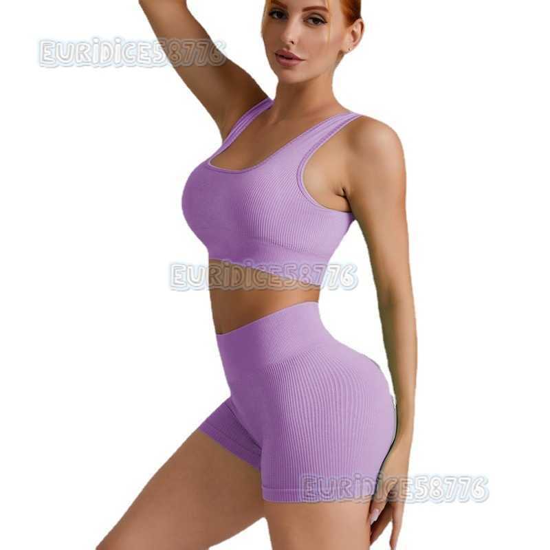 Seamless Yoga Suit Womens Quick Drying Exercise Fitness Suit Yoga Vest Tight High Waist Yoga Pants Shorts H250819