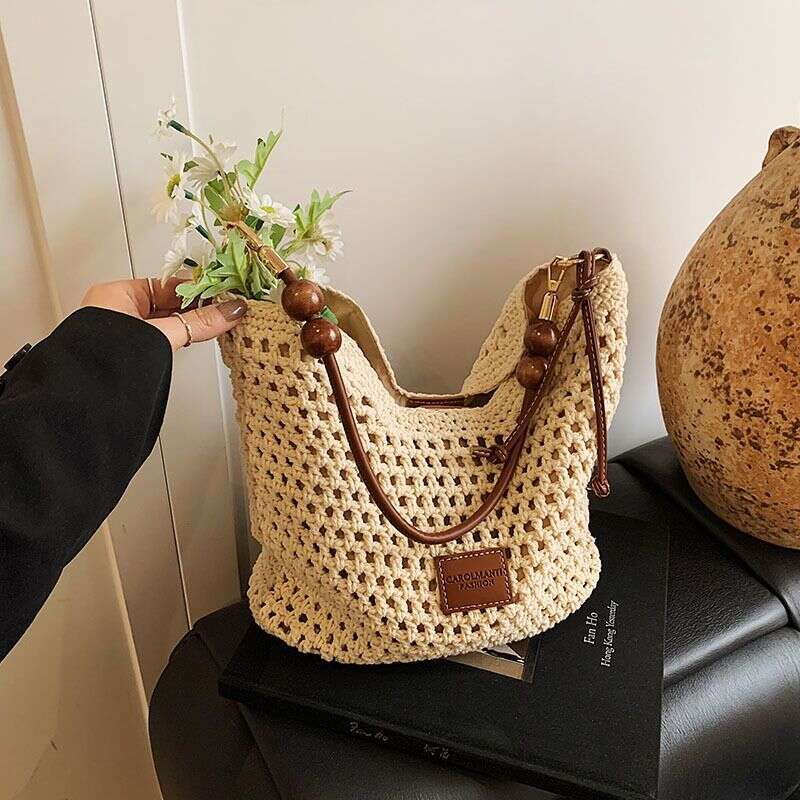 Woven Beach Fashion Large Capacity Tote 2024 New Trend INS Shoulder Elegant Casual Women's Bag
