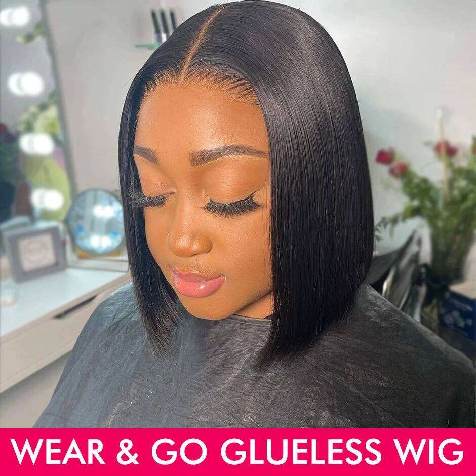 Wear Bob Wigs For Women 180% Straight Glueless Ready To Go Human Hair Pre Cut Preplucked Lace Air Wig Sale