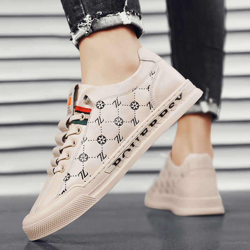 Men's summer fashion sneakers 2025 new genuine leather white shoes for lazy people, men's breathable versatile soft sole leisure trend