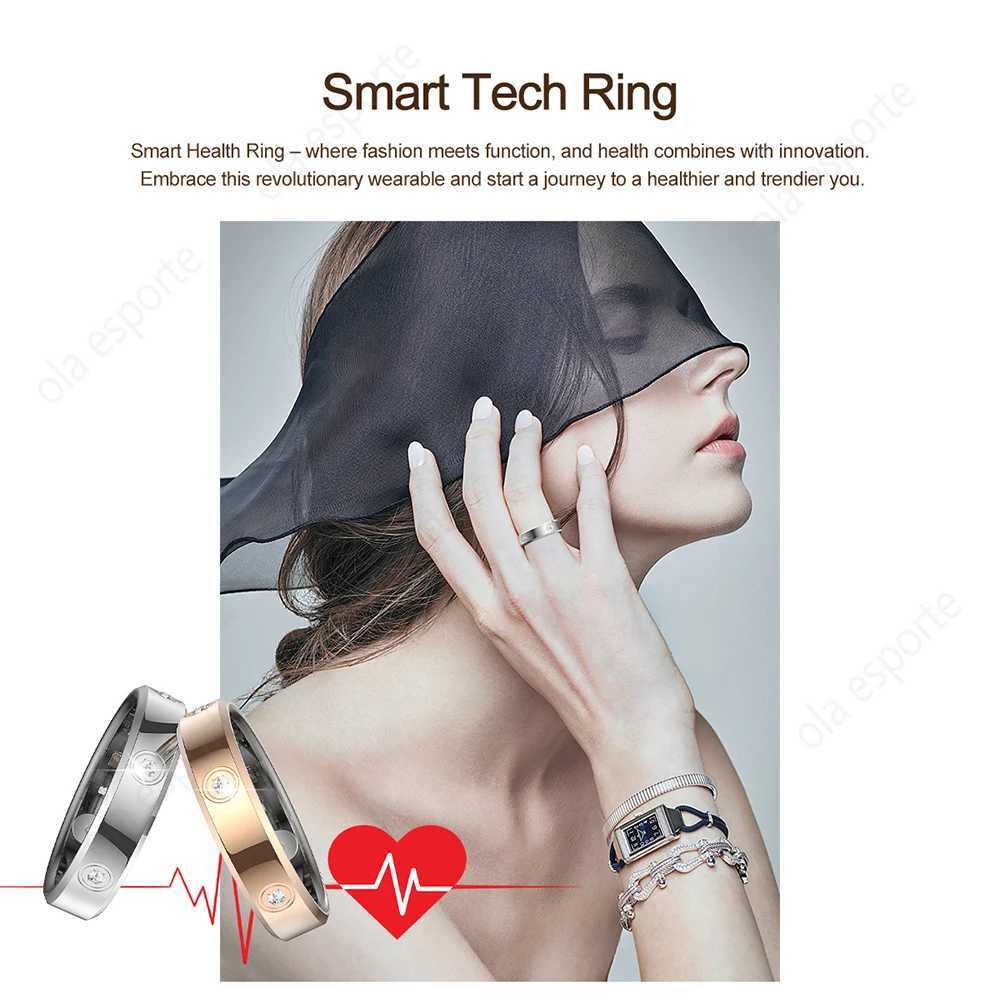 Diamond Fashion Women Smart Ring IP68 Waterproof Stainless Steel Intelligent Ring Health Monitor Sports Pedometer Fitness Rings W250819