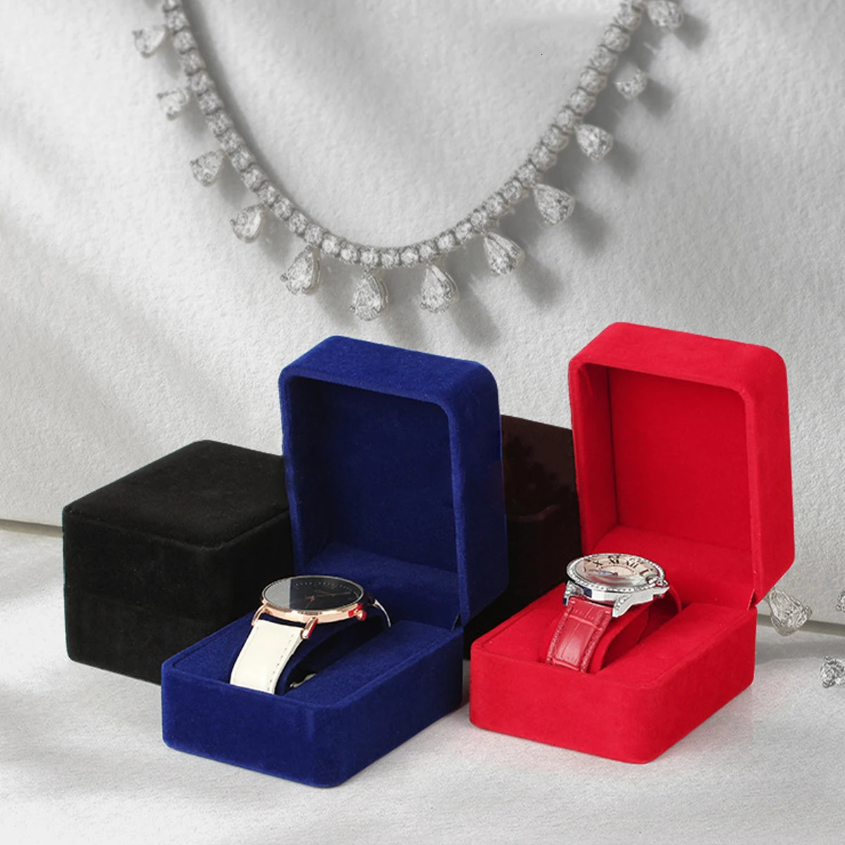 Flannelette Watch Packaging Box Case Display Holder Black Bracelet Jewelry Storage Organizer For Woman Man Gift Wholesale 250819