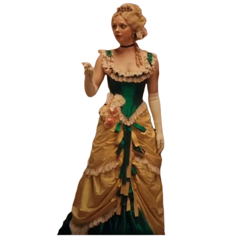 Victorian Baroque Prom Dresses Ruched Ruffles Corset Renaissance Masquerade Dress Green And Gold Vintage Special Occasion Ball Gown
