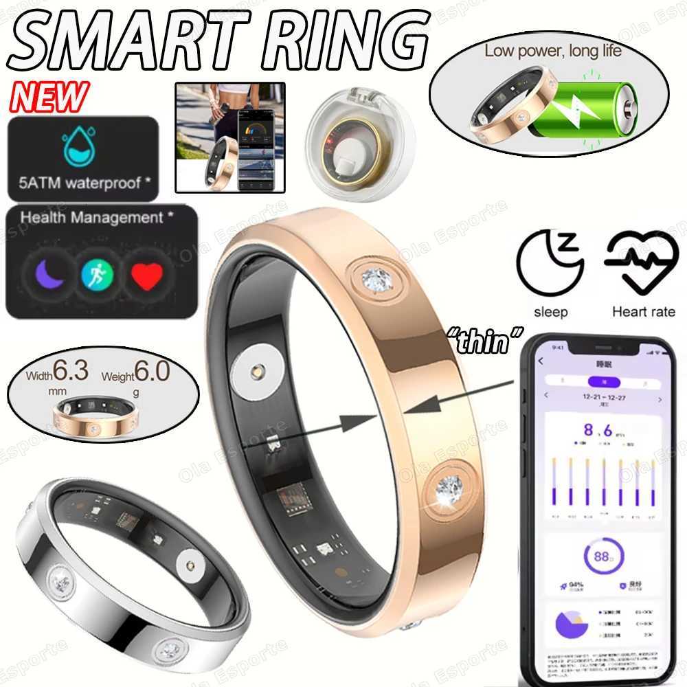 2025 Smart Ring Women Men Super Narrow 6.3mm Heart Rate Health Stress Measurement Monitor IP68 Waterproof Fashion Sports Rings W250819