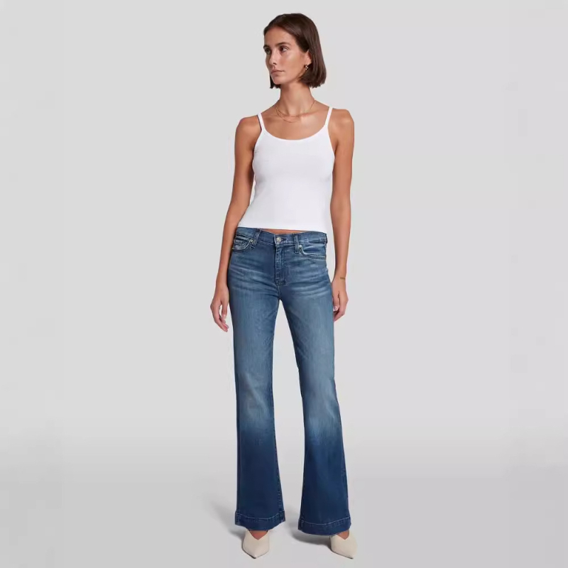 high waist straight jeans womens dark blue slim fit wide leg stretch denim fabric elegant intellectual jean pants for woman xs4xl L251010LARN