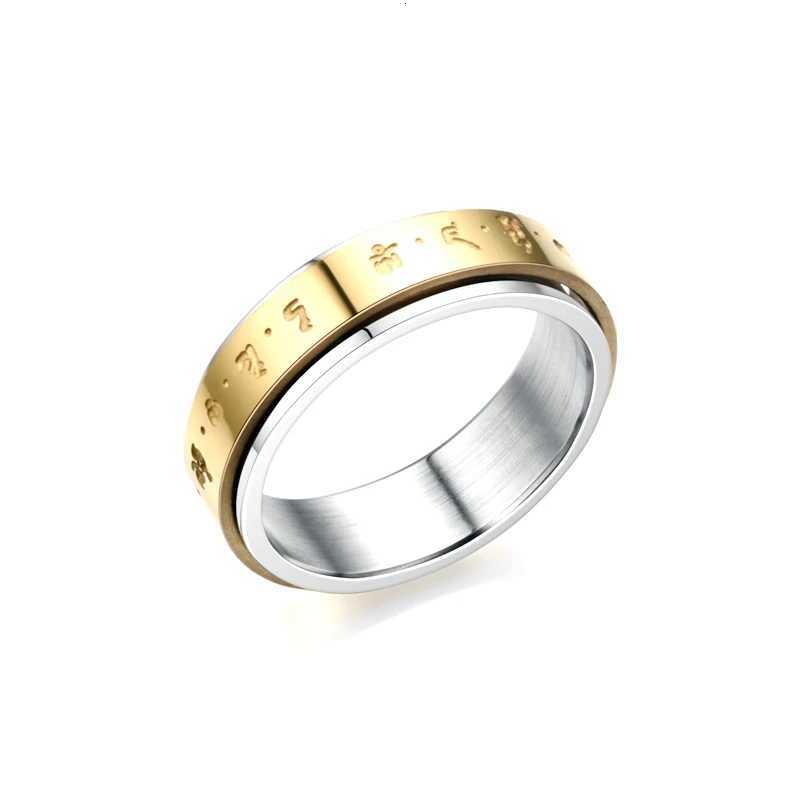 6 MM Wide Ancient Buddhism Mantra Rings For Men Titanium Stainless Steel Lucky Amulet Mens Ring Buddhist Jewelry New 2020 W250819