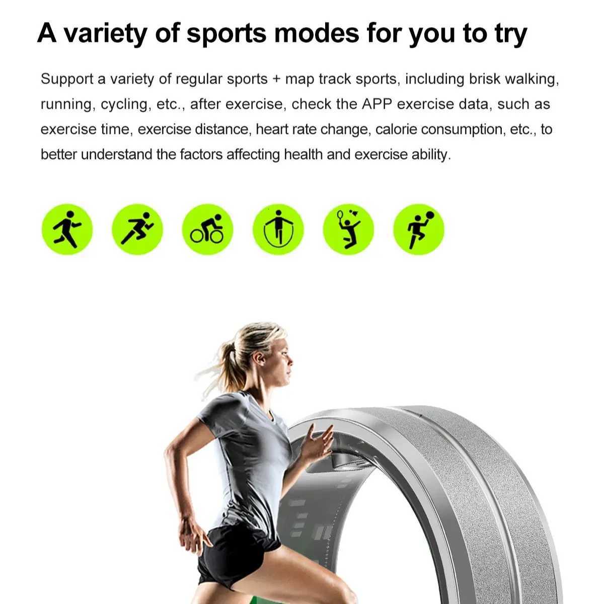 AMZMAX Smart Ring Military Grade IP68 3ATM Waterproof Sports Fitness Tracker Heart Rate Blood Pressure Monitoring Smart Ring W250819