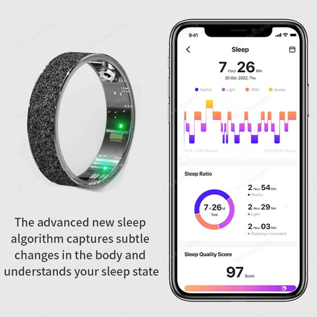 New Smart Ring with Charging Case for Men Women Health and Sleep Monitor IP68 5ATM Waterproof Multi-sport Mode for Android iOS W250819